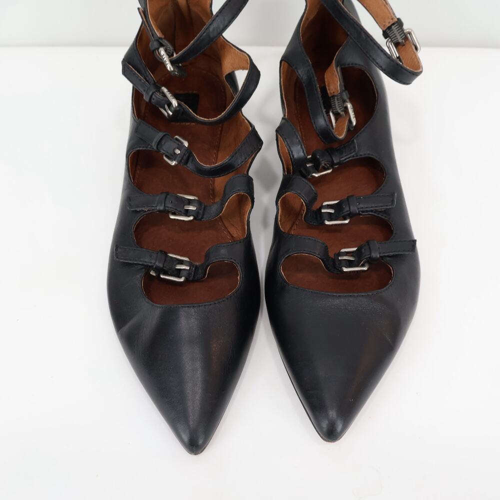 Frye Sienna Buckle Ballet Leather Black Flats Size 9 - Picture 6 of 10